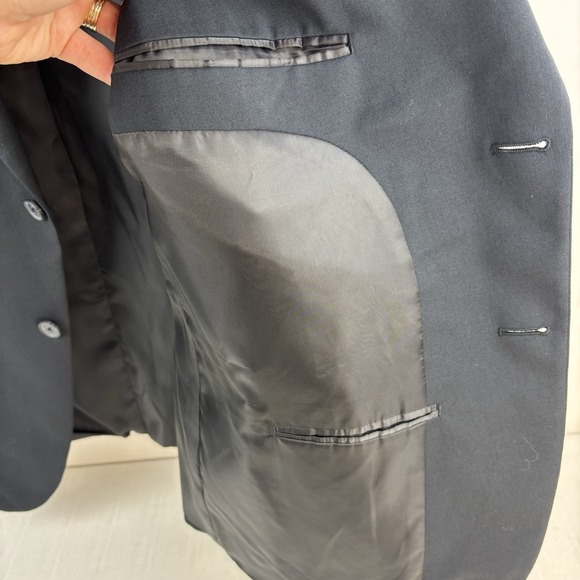 Pronto Uomo Platinum Black Blazer Suit Jacket Size 48R 100% Wool 2 Button EUC - Picture 7 of 11